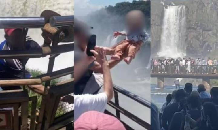 Em busca de objetos e fotos, turistas desafiam a segurança nas Cataratas do Iguaçu