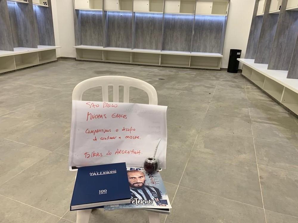 Talleres limpa vestiário do Morumbi e deixa carta com recado após eliminar São Paulo