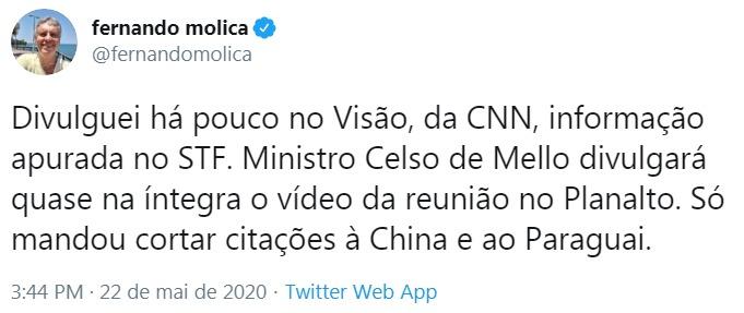 Ministro do STF retira sigilo de vídeo de reunião ministerial