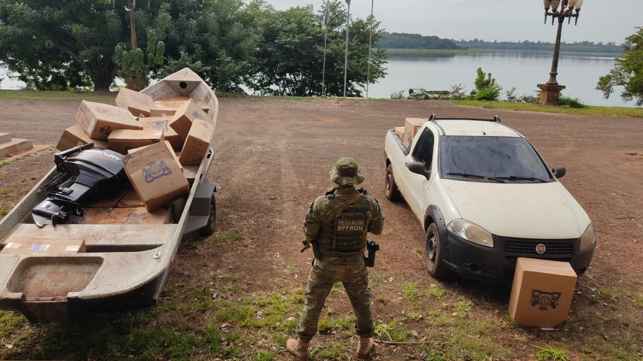 Operação Hórus apreende veículo e embarcação com contrabando em Entre Rios do Oeste