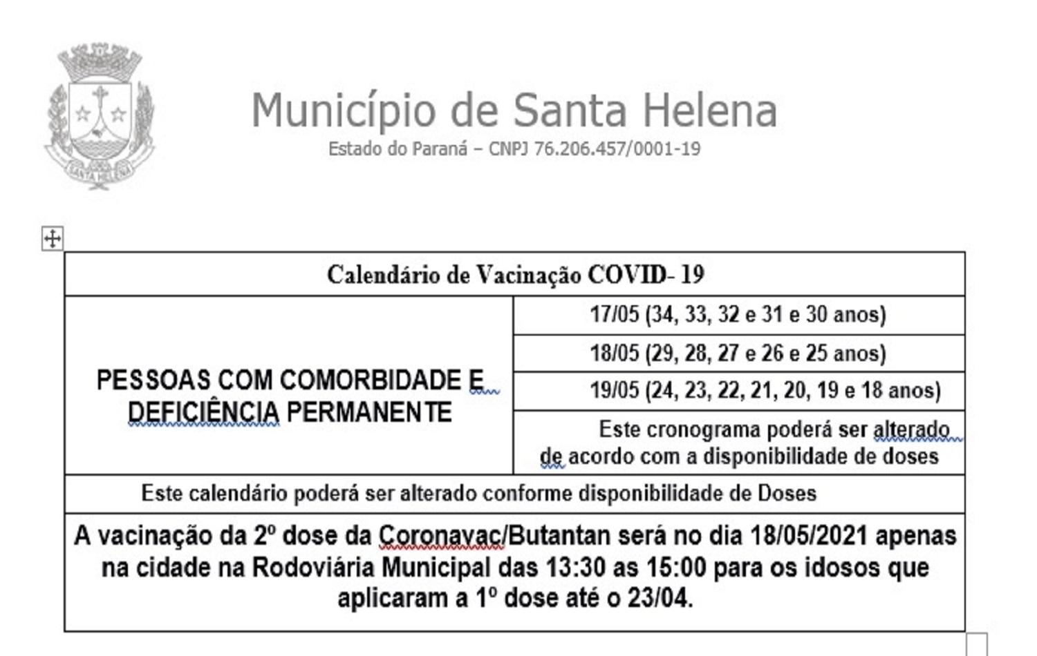 Santa Helena retoma vacinação contra covid-19 na segunda-feira (17). Veja quem poderá receber a vacina