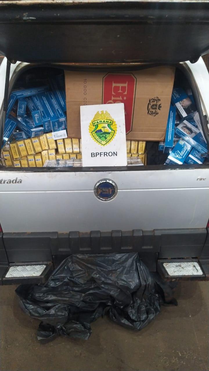 BPFRON apreende 30 caixas de  cigarro durante Operação Hórus em São Pedro do Iguaçu