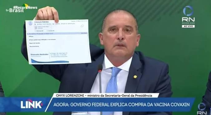 Onyx acusa deputado de fraudar documento e mentir sobre Covaxin