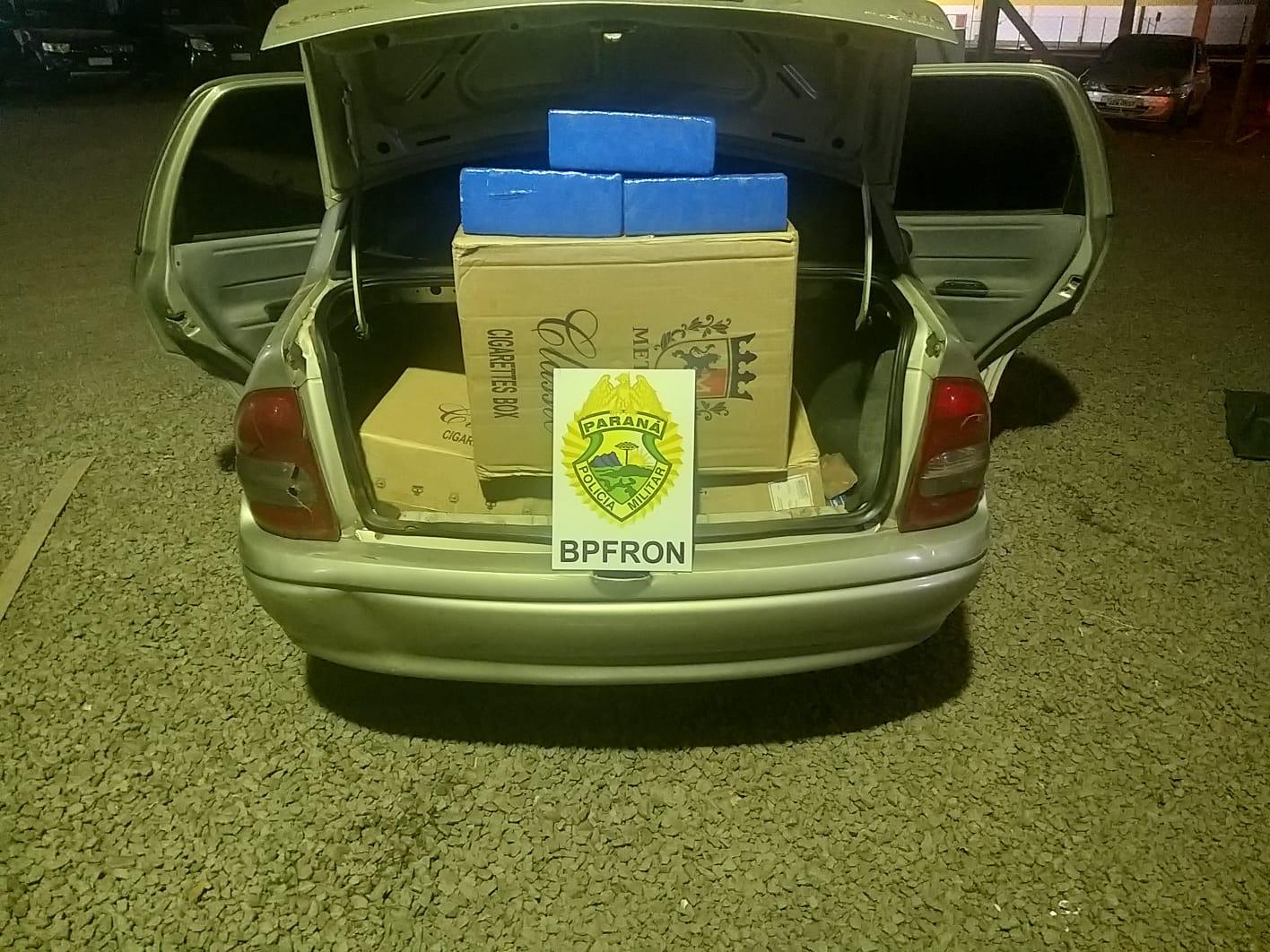 BPFRON apreende veículo carregado com cigarros e maconha em Marechal Cândido Rondon