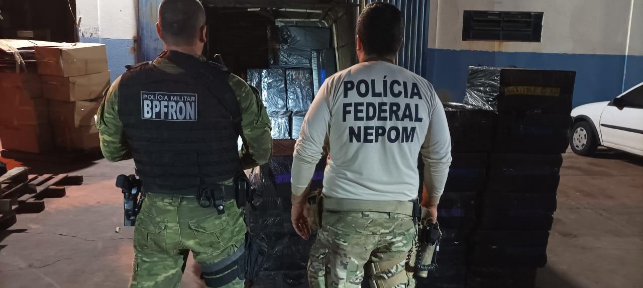 BPFRON e NEPOM apreendem veículo carregado com cigarros contrabandeados na cidade de Itaipulândia