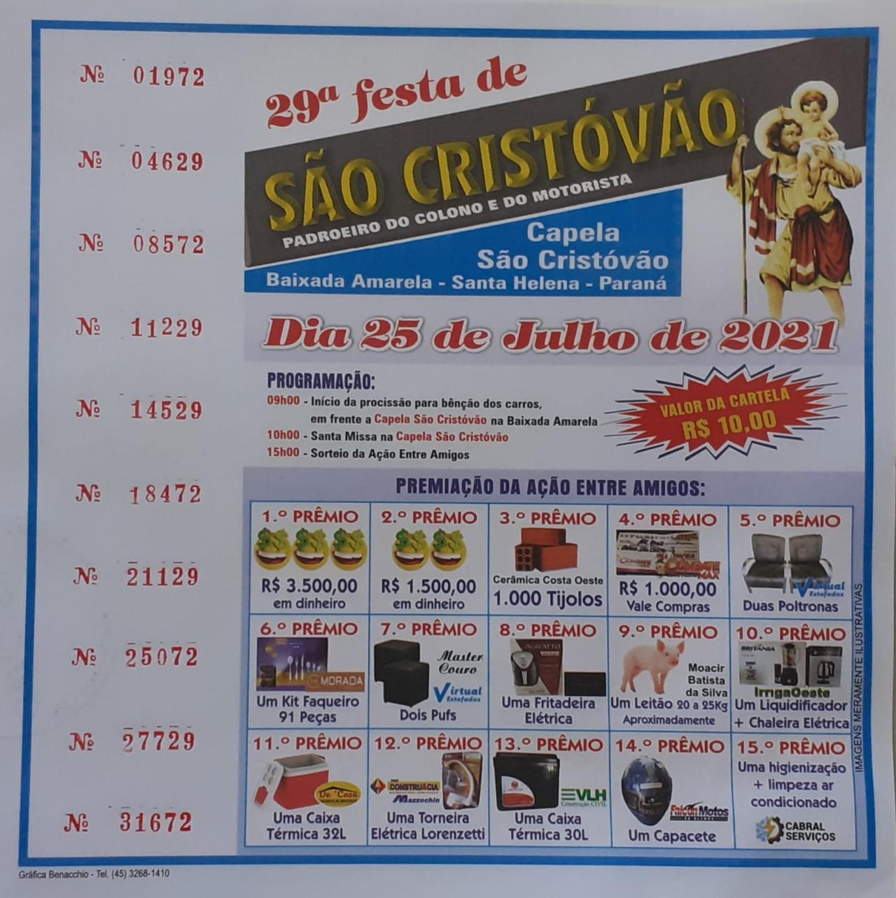 Confira quem são os ganhadores da Ação Entre Amigos da Capela São Cristóvão
