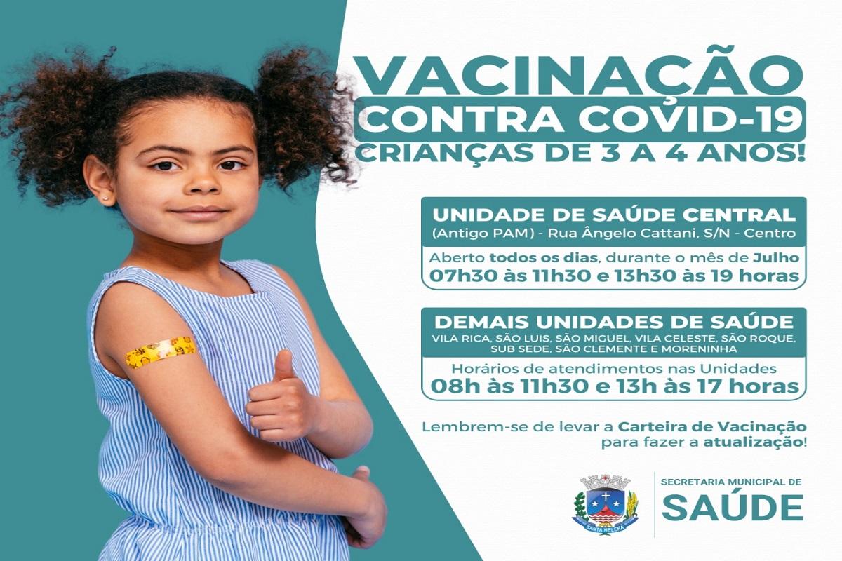Santa Helena começa vacinação de covid-19 para crianças de 3 e 4 anos