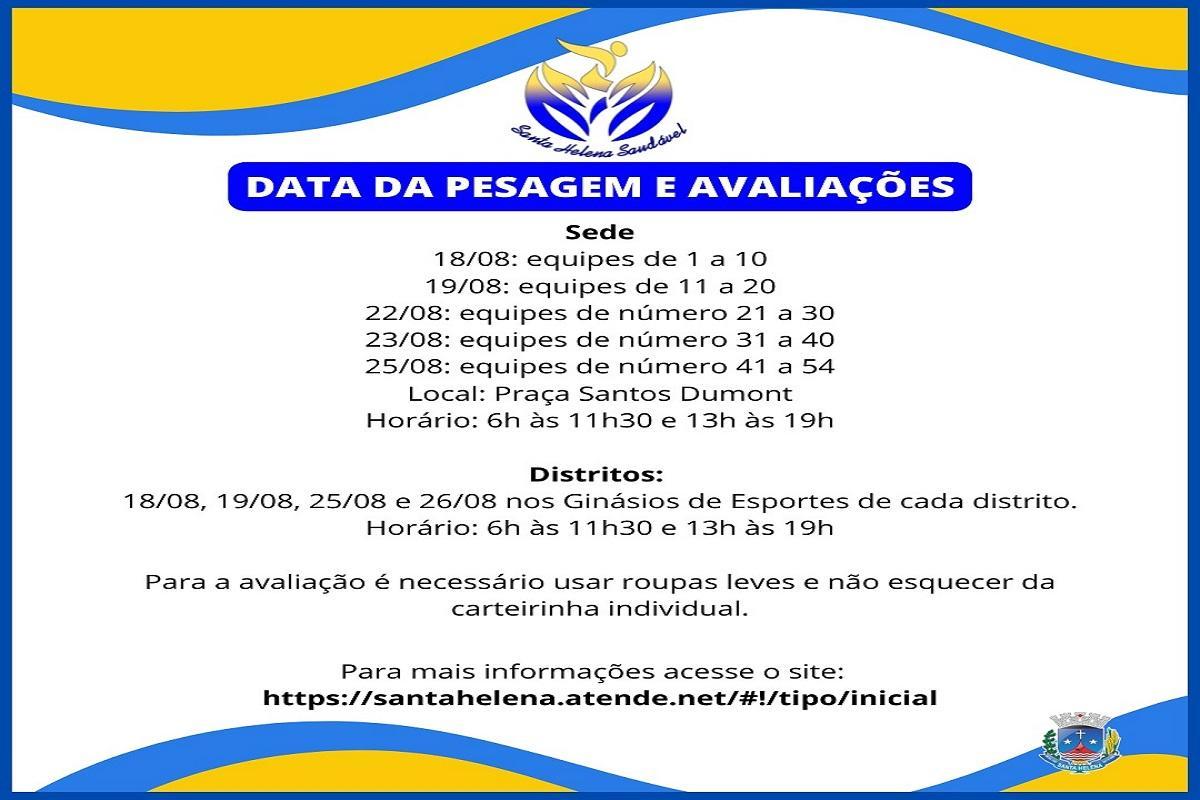 Nesta quinta-feira (18) começam as pesagens do Santa Helena Saudável