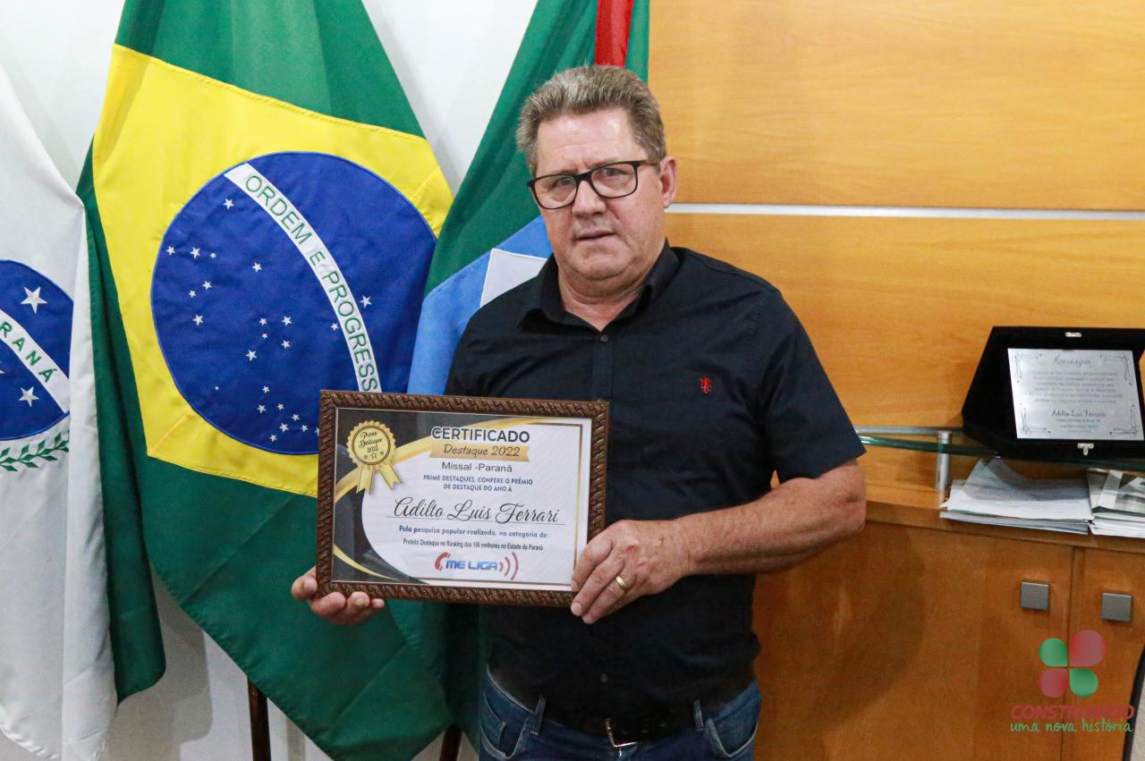 Prefeito de Missal conquista 12ª colocação no ranking dos 100 melhores prefeitos do Paraná