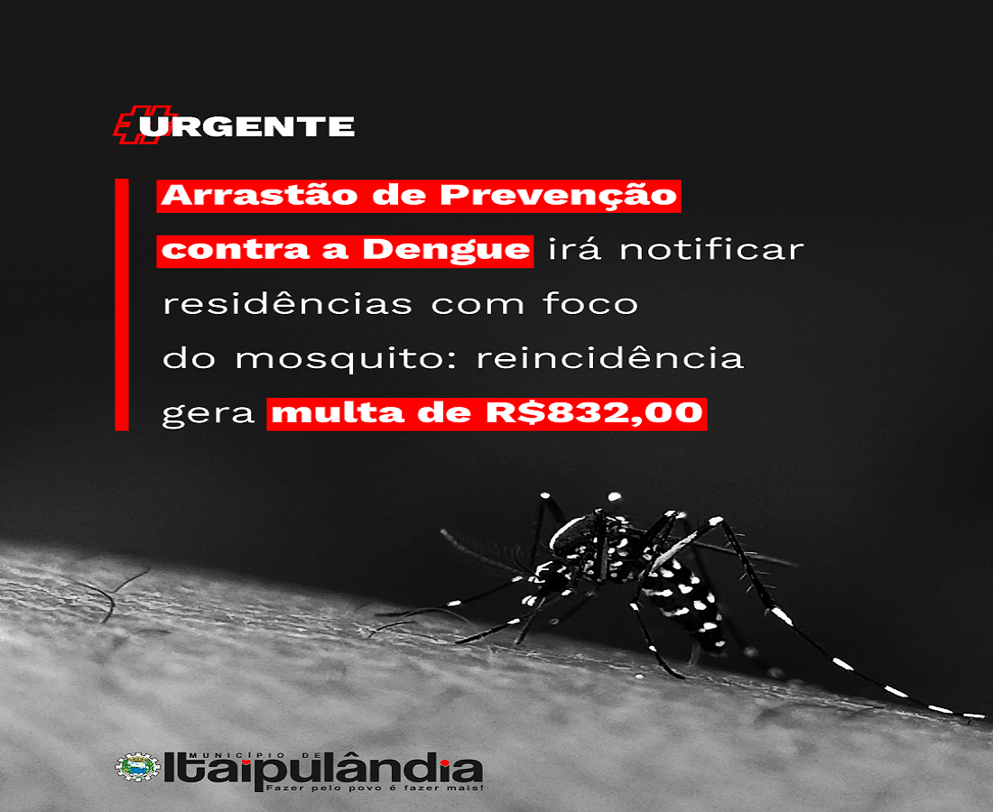 Arrastão de prevenção contra a dengue irá notificar residências com foco do Aedes aegypti