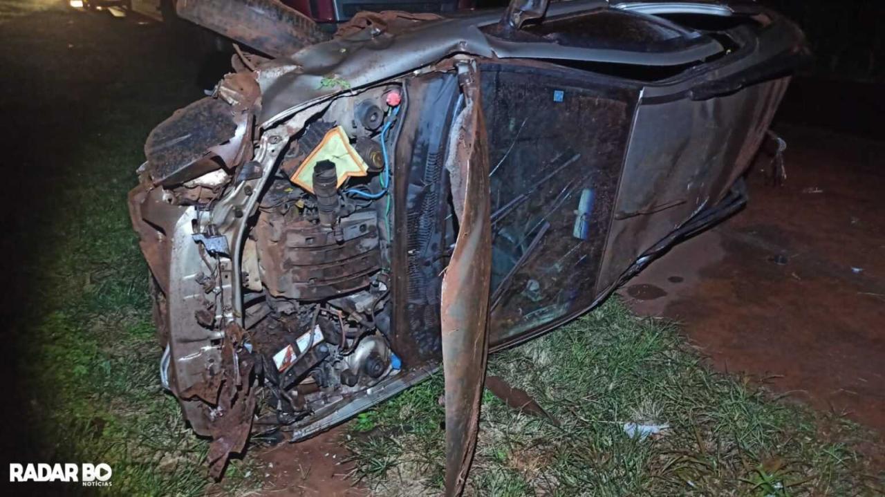 Homem fica ferido em capotamento na PR 585 em São Pedro do Iguaçu
