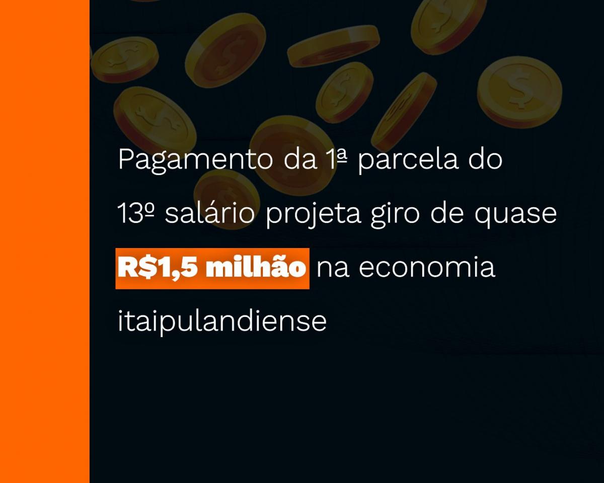 Pagamento da 1ª parcela do 13º salário projeta giro de quase R$1,5 milhão na economia itaipulandiense