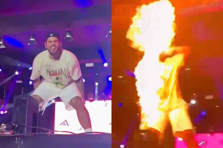 Susto! Zé Felipe quase tem rosto queimado por chama durante show no Pará