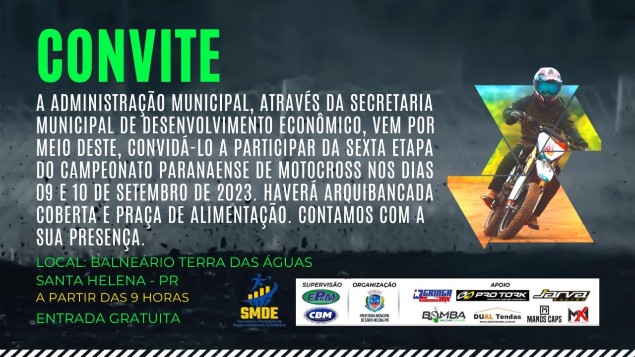 Competidores de todo o Brasil estarão em Santa Helena para etapa paranaense de motocross neste final de semana