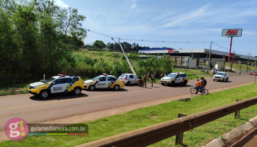 Motorista colide com veículo em poste após sofrer tentativa de homicídio em Medianeira