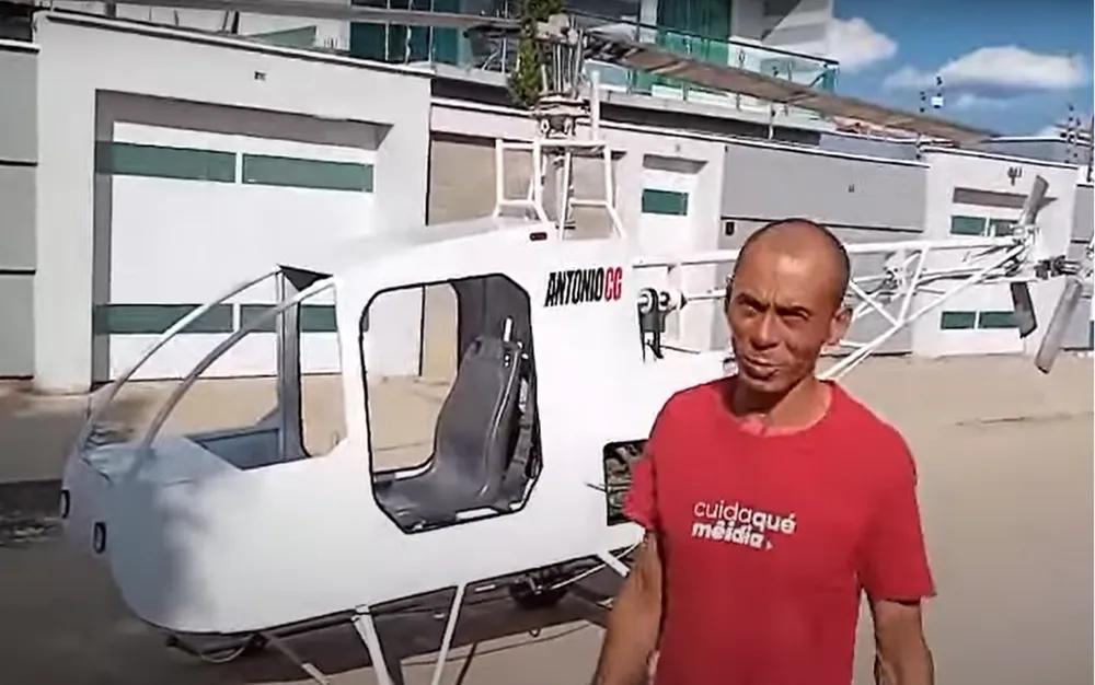 Pedreiro na Bahia investe mais de R$ 20 mil na construção de helicóptero com motor de carro e cadeira de ônibus