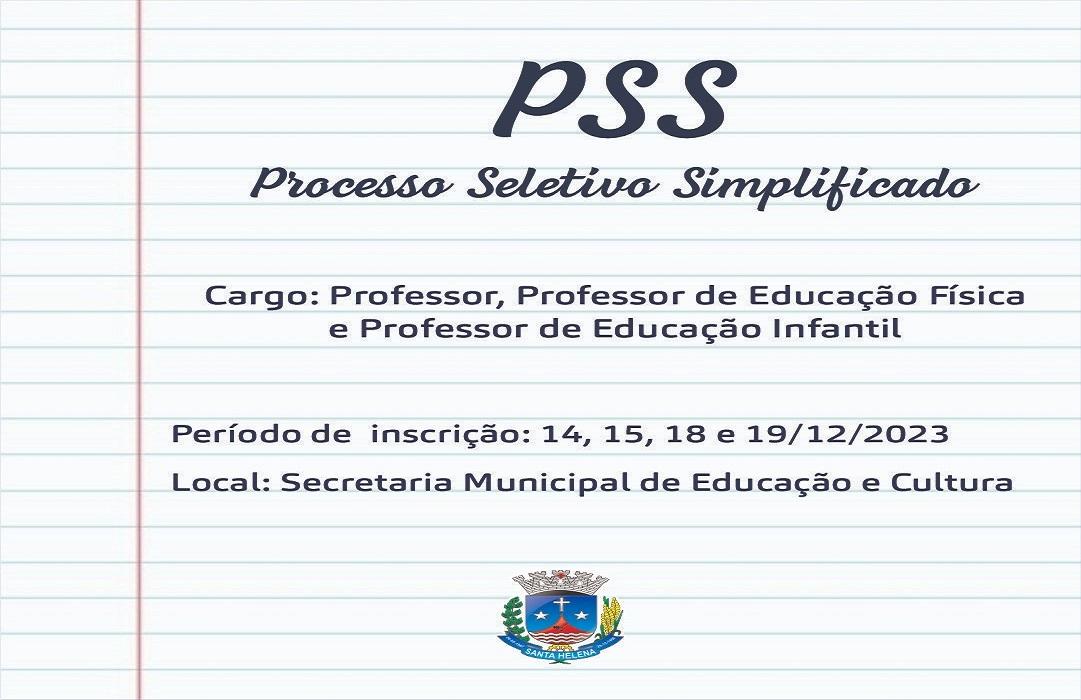 PSS/2023 para professores tem inscrições abertas em Santa Helena