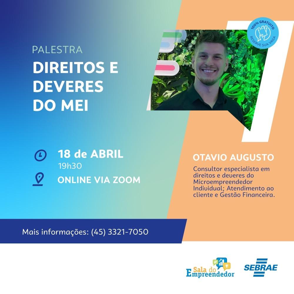 Palestra de DIREITOS E DEVERES DO MEI, não vai ficar de fora, né?