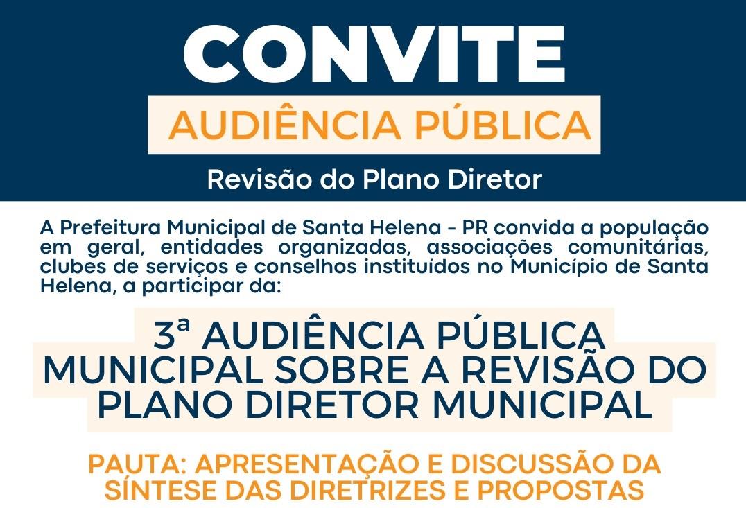 Síntese de proposta para revisão do Plano Diretor tem Audiência Pública dia 25