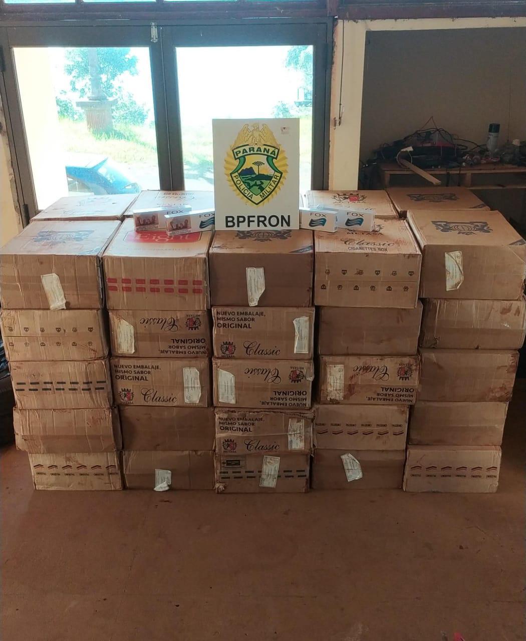 BPFRON apreende embarcação carregada com cigarros contrabandeados em Entre Rios do Oeste