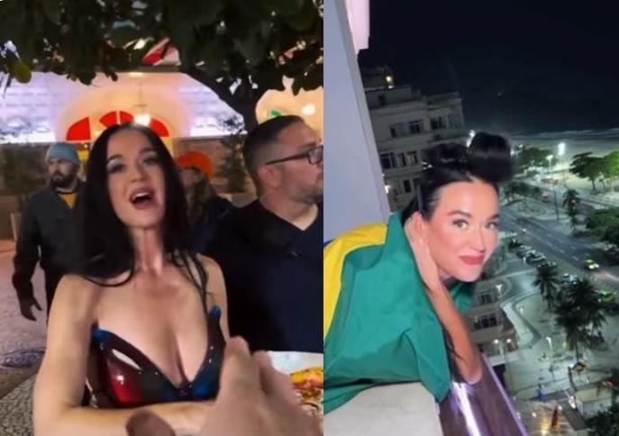 Katy Perry distribui pizzas aos fãs acampados em hotel