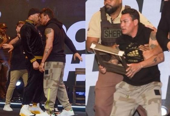 Popó dá cadeirada em adversário argentino durante coletiva do Fight Music Show