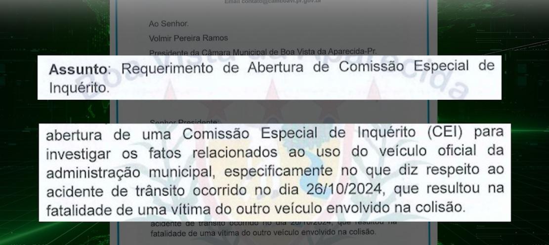 Vereadores vão investigar acidente com prefeito de Boa Vista da Aparecida
