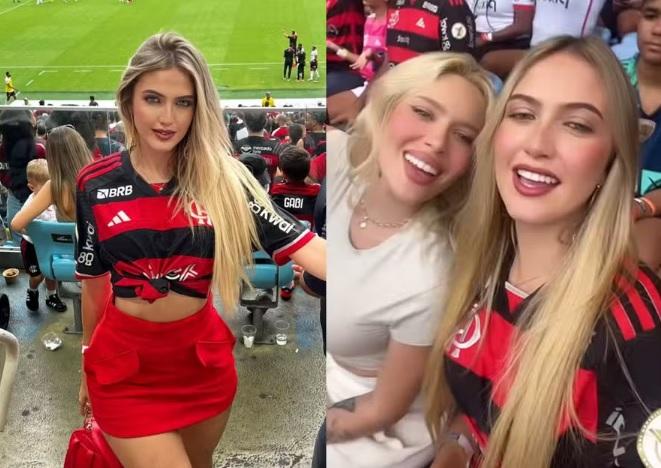 Musas da torcida rubro-negra, Karoline Lima e affair de Gonzalo Plata assistiram jogo do Flamengo juntas