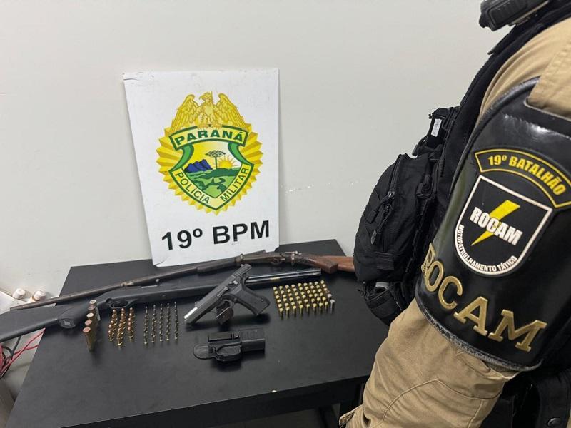 Polícia apreende três armas de fogo e diversas munições após denúncia de disparos em Santa Helena