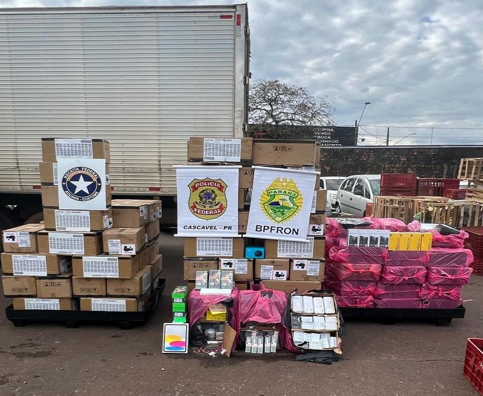 Após denúncia operação policial resulta na apreensão de carga de eletrônicos avaliada em quase R$ 6 milhões