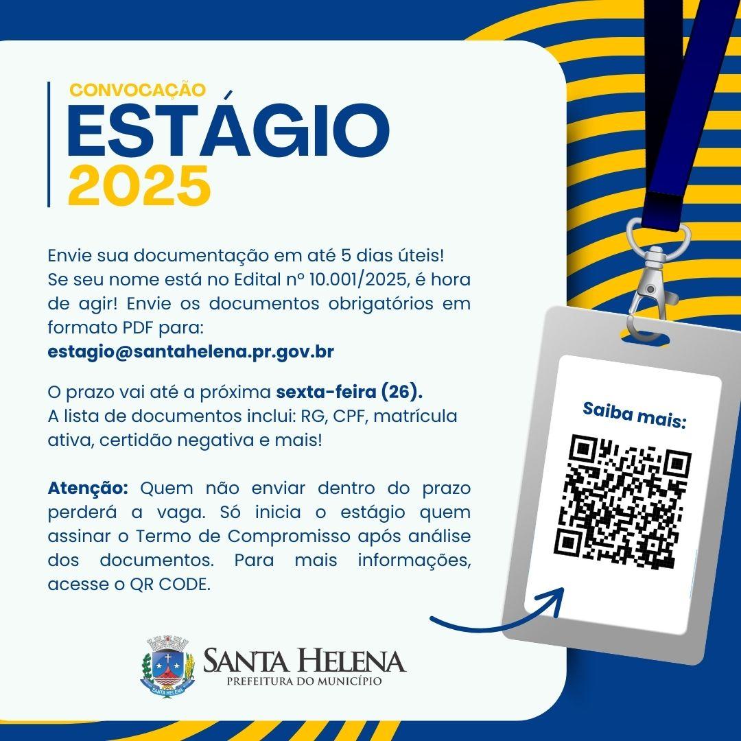 Prefeitura de Santa Helena convoca aprovados em processo seletivo de estagiários