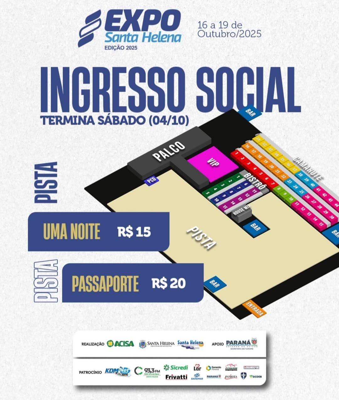 Ingressos sociais para os shows da Expo Santa Helena 2025 encerram neste sábado (4)