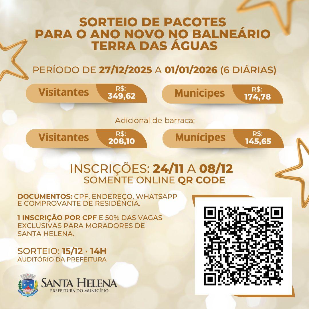 Prefeitura abre inscrições para reserva de quiosques no Réveillon 2025/2026 no Balneário de Santa Helena