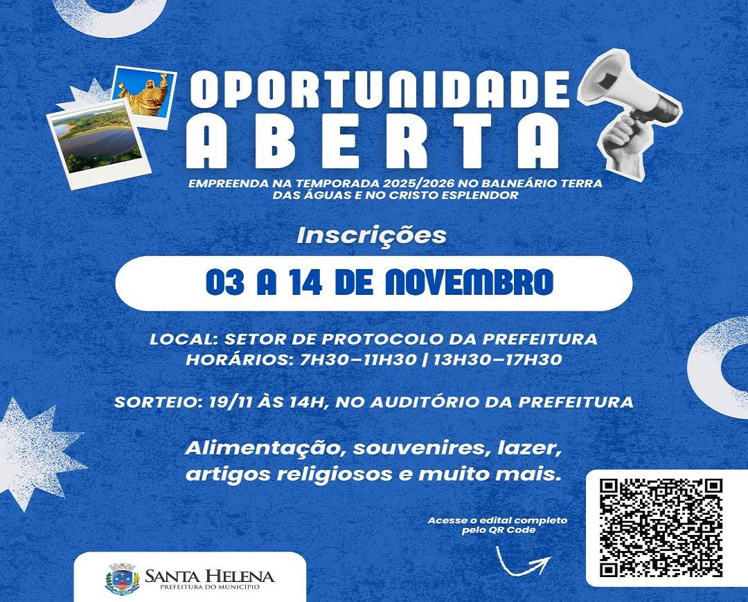 Santa Helena abre chamamento público para exploração comercial no Balneário e no Cristo Esplendor