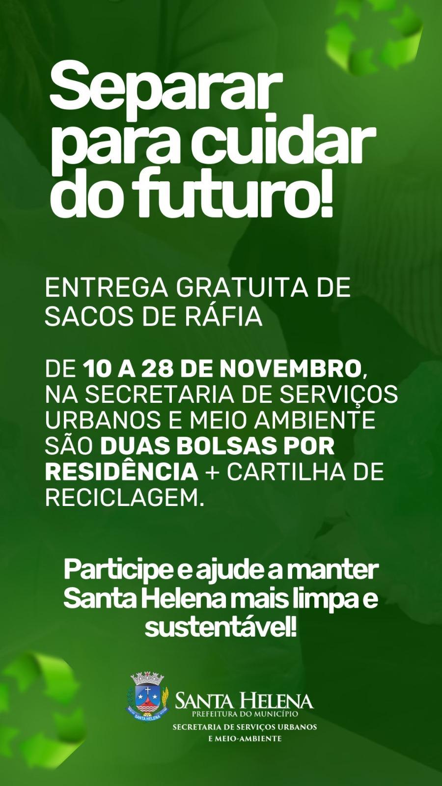 Secretaria de Serviços Urbanos e Meio Ambiente entrega sacos de ráfia e cartilhas educativas à população