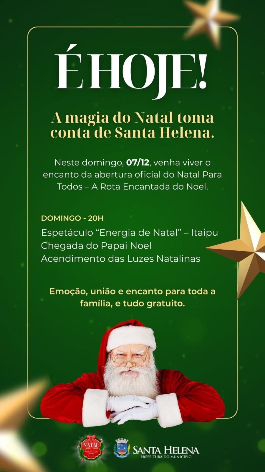 Natal de Santa Helena tem abertura oficial neste domingo com apresentações e acendimento das luzes