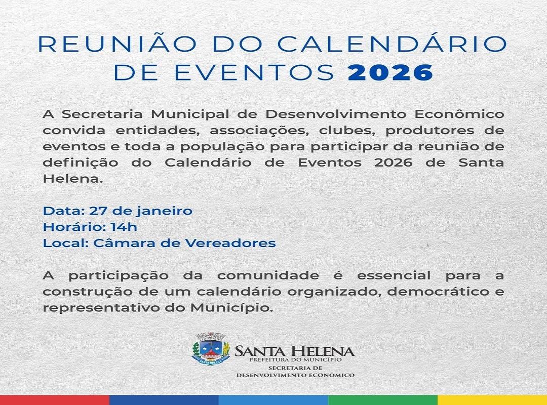 Reunião discute o Calendário de Eventos 2026 em Santa Helena