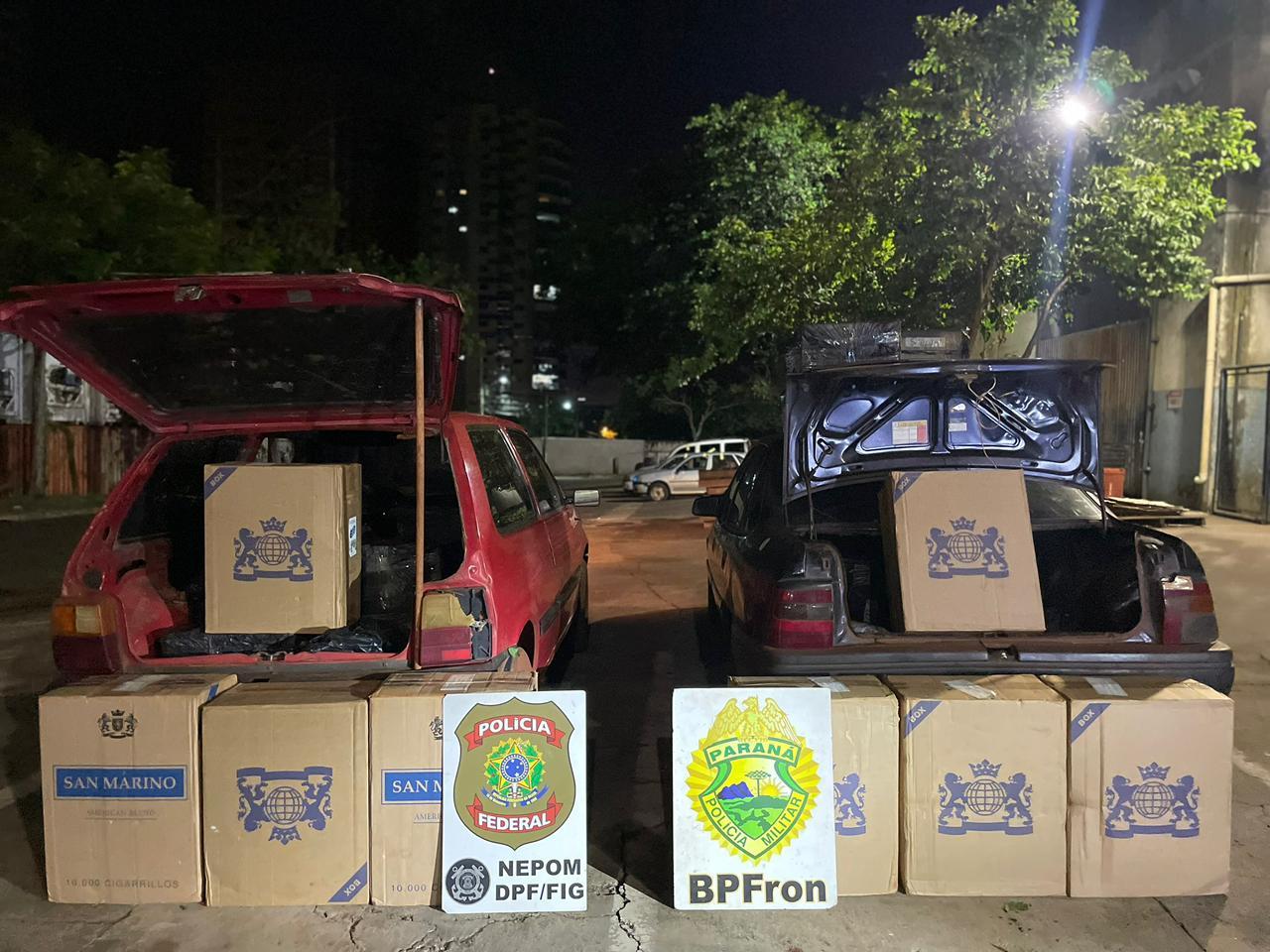 Veículos carregados com cigarros contrabandeados são apreendidos em Itaipulândia