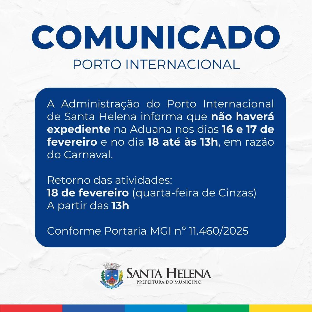 Porto Internacional não terá expediente durante o Carnaval