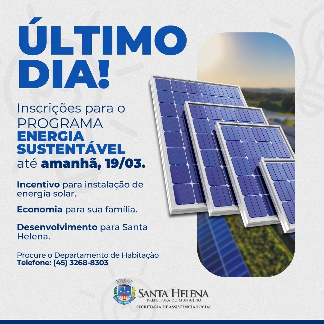 Inscrições para o Programa Energia Sustentável em Santa Helena terminam nesta quinta-feira