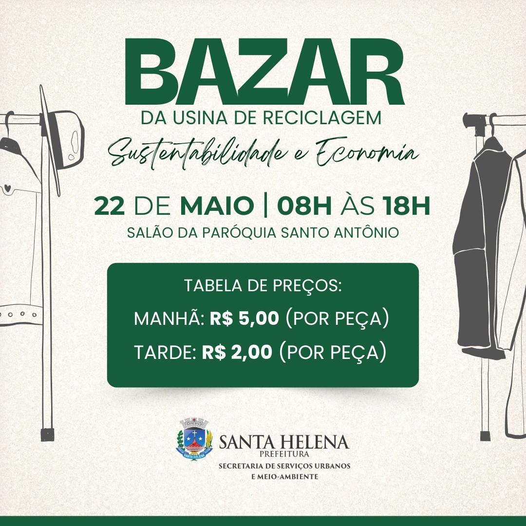 Prefeitura e Usina de Reciclagem promovem bazar solidário com foco em sustentabilidade e economia circular