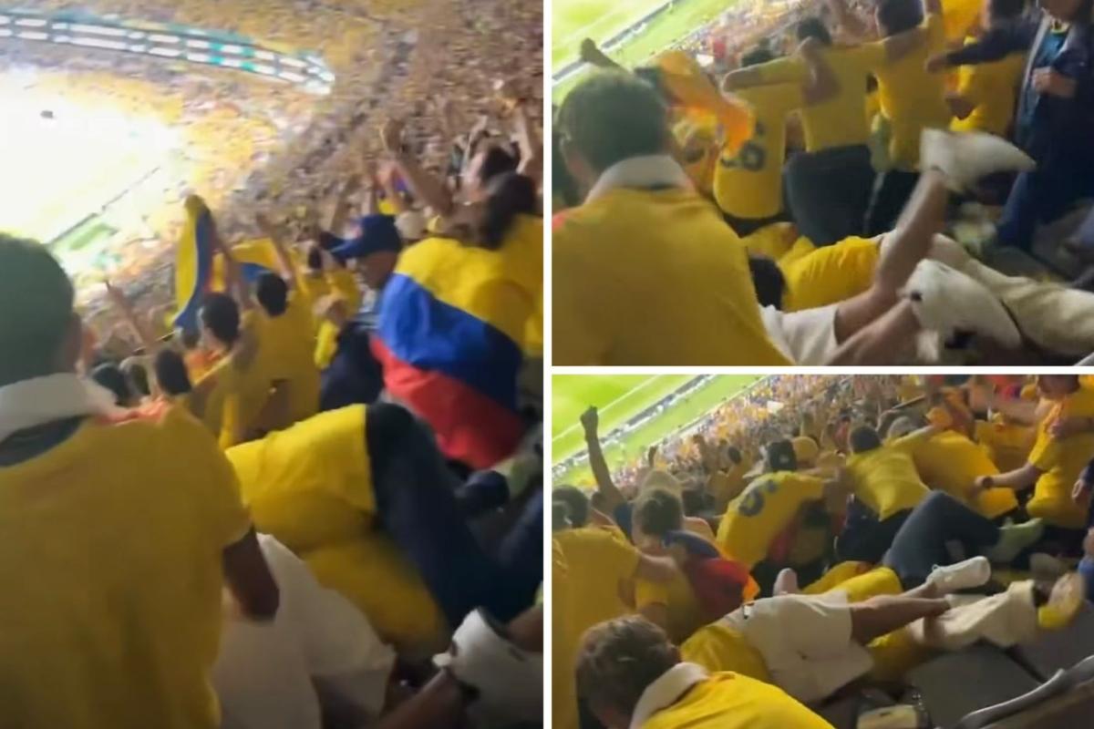Torcedores caem das arquibancadas ao celebrar gol da Colômbia na Copa