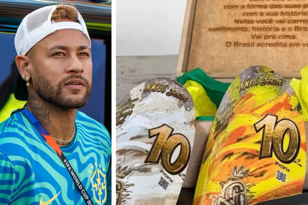 Neymar entra em campo na Copa com caneleira de R$ 7 mil