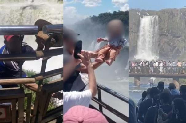 Em busca de objetos e fotos, turistas desafiam a segurança nas Cataratas do Iguaçu
