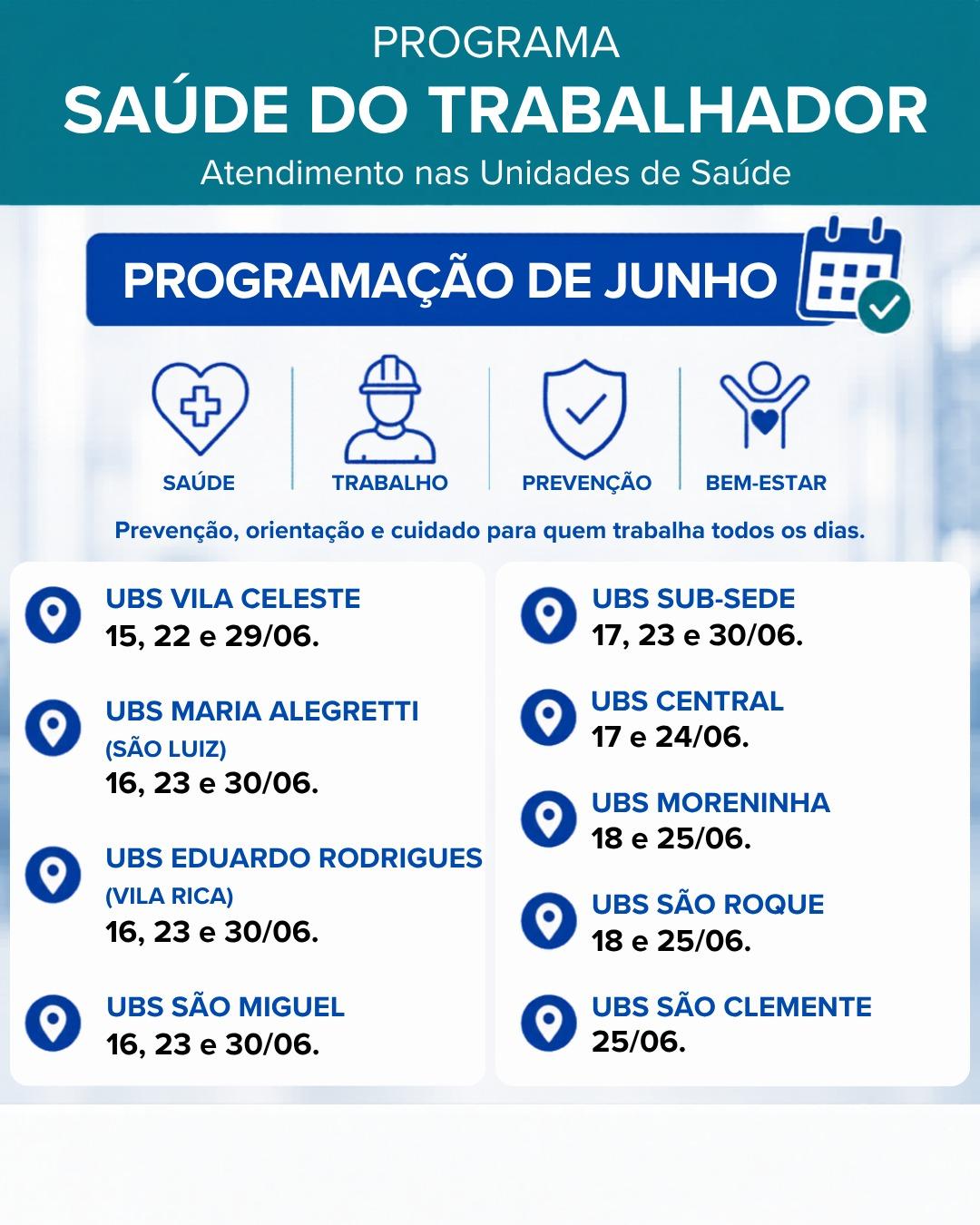 Os atendimentos ocorrem de forma escalonada entre as unidades do município.