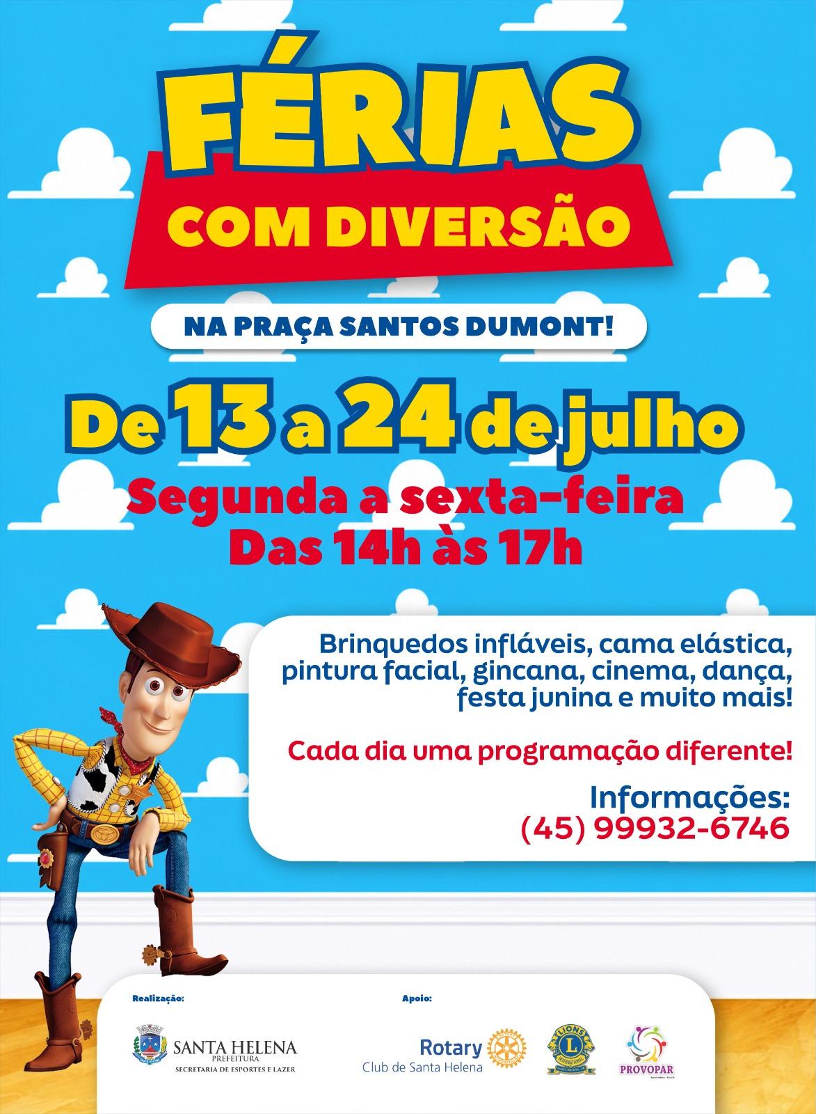 Prefeitura de Santa Helena promove Colônia de Férias na Praça Santos Dumont