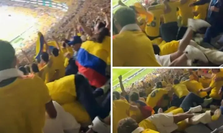 Torcedores caem das arquibancadas ao celebrar gol da Colômbia na Copa