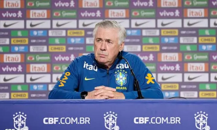 Ancelotti exalta Vinicius Júnior, mas admite que atacante da Seleção Brasileira não está em seu melhor momento