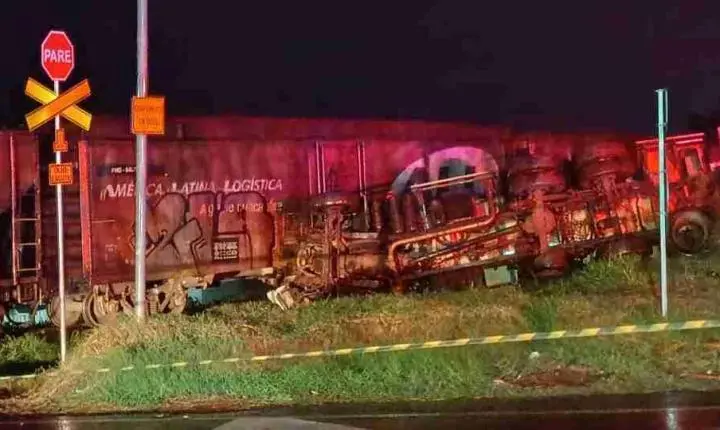 Caminhão-tanque carregado com GLP é atingido por trem na BR-369