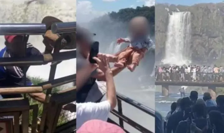 Em busca de objetos e fotos, turistas desafiam a segurança nas Cataratas do Iguaçu